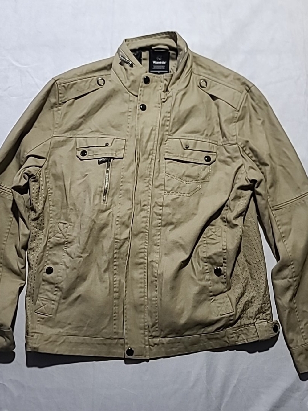 Wantdo Men's Casual Cotton Jacket Lightweight Jacket Full Zip Jacket Sz XL